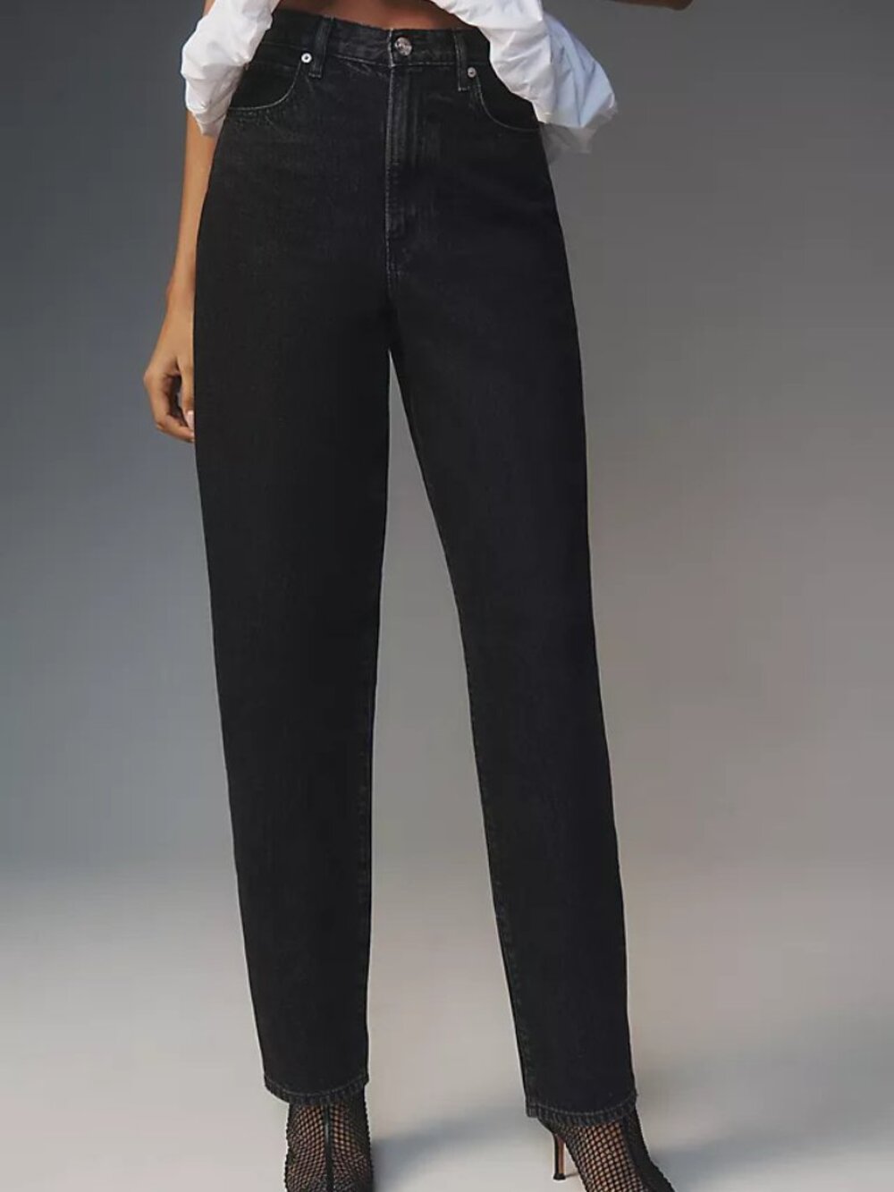 NWT FRAME The Narrow High-Rise Tapered Jeans in Black